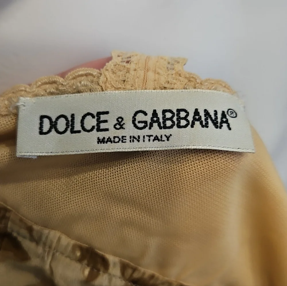 Vintage Spring 1997 Dolce & Gabbana Beige & Cream Floral Silk Maxi Dress - Picture 11 of 16